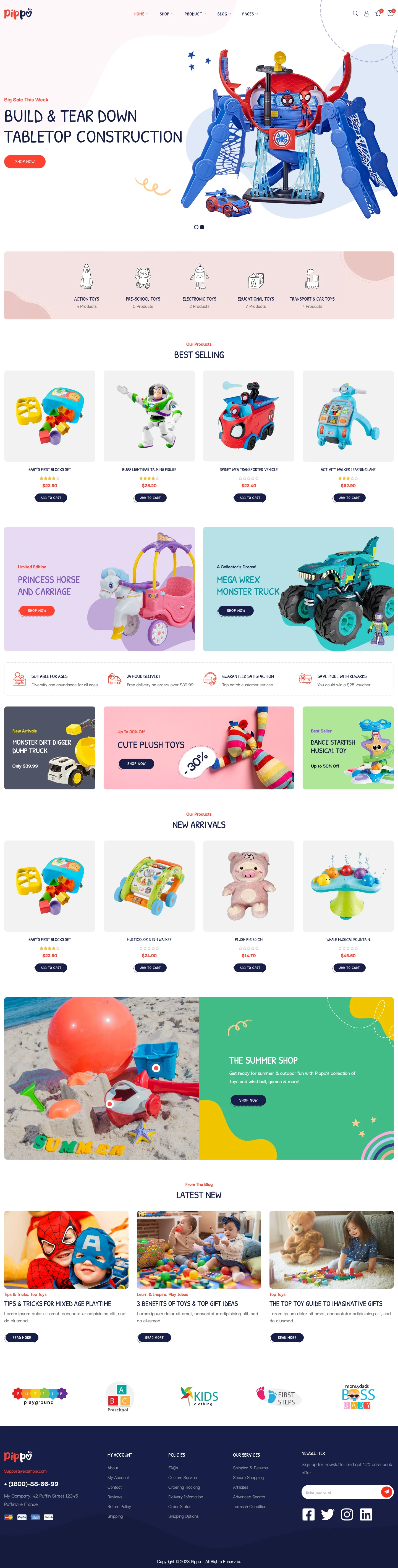 Mẫu website đồ chơi trẻ em – Pippo Đồ chơi 2