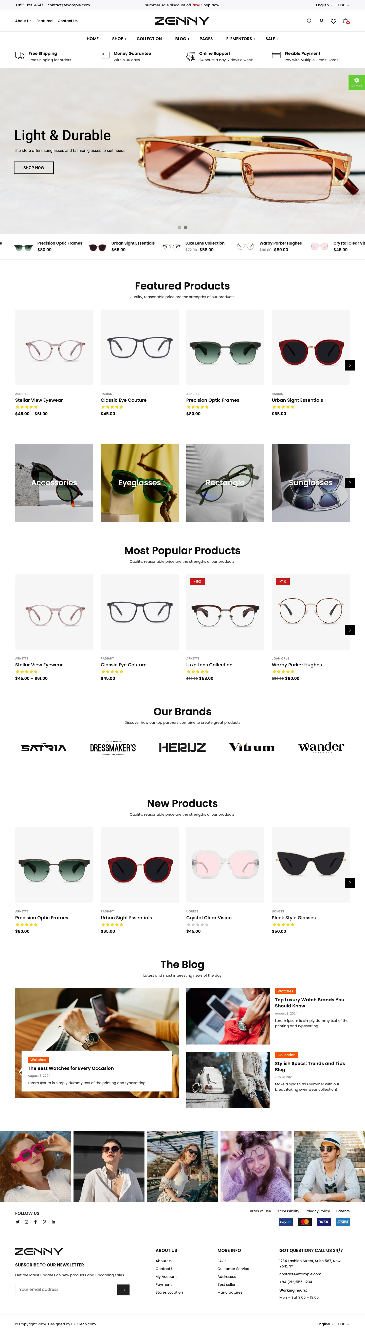 Mẫu website kính mắt – Zenny Glasses 4