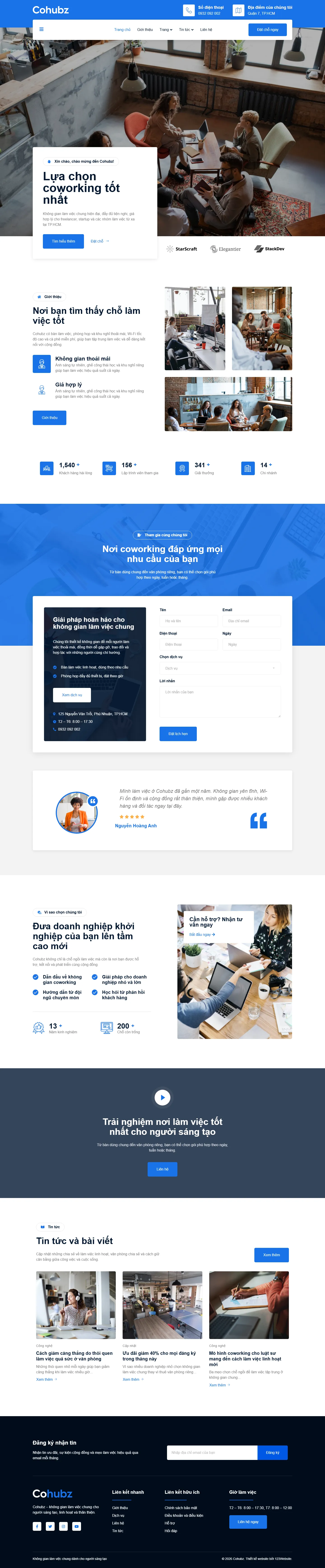 Mẫu website văn phòng cho thuê – coworking – Cohubz