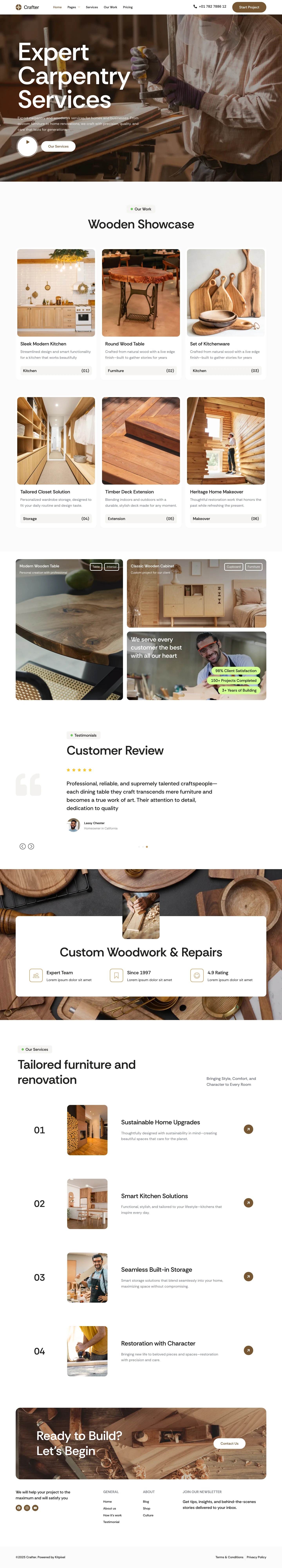 Mẫu website xưởng gỗ – đồ gỗ – Crafter