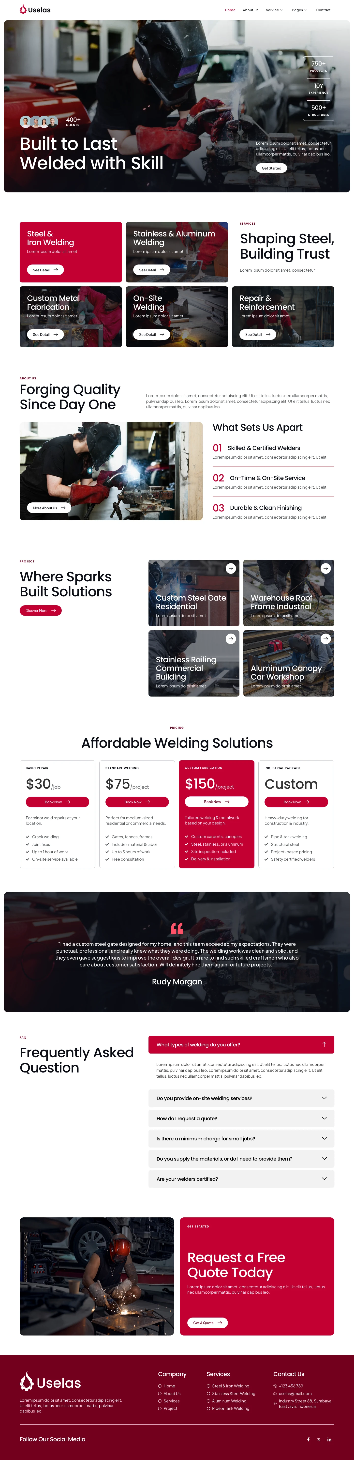 Mẫu website dịch vụ cơ khí – Uselas