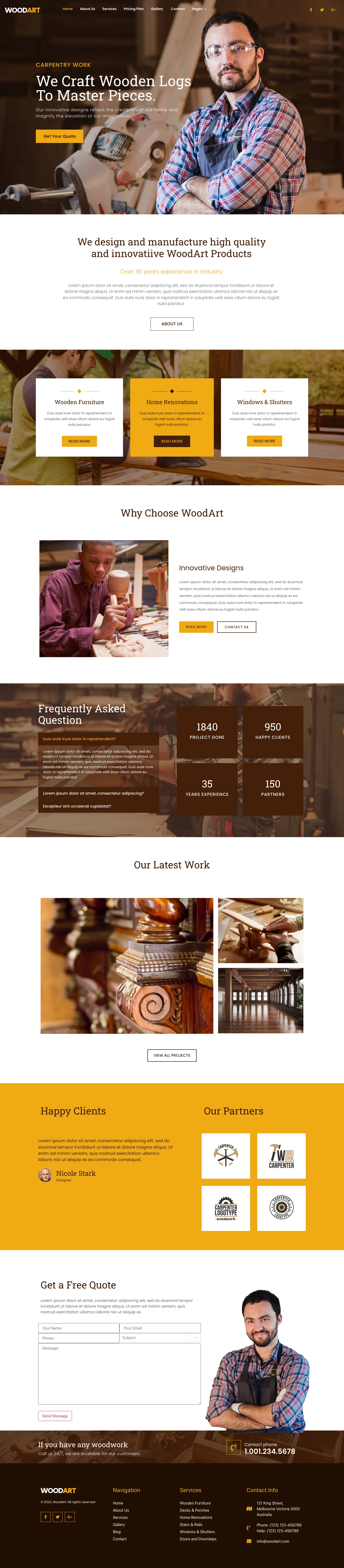 Mẫu website xưởng gỗ – đồ gỗ – WoodArt