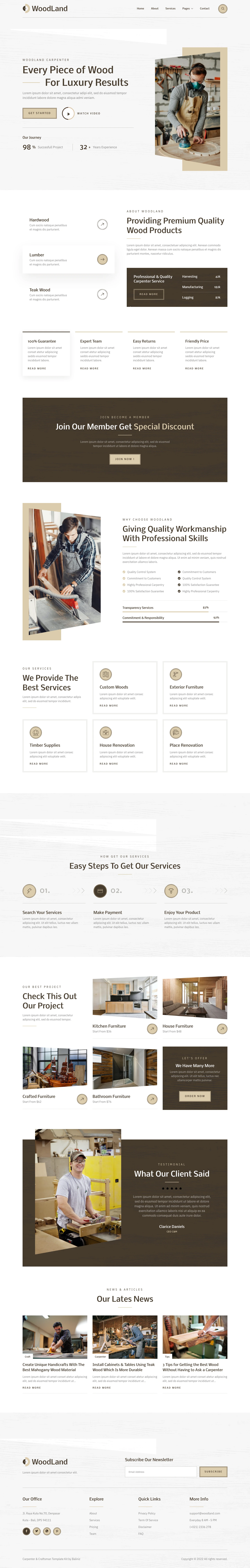 Mẫu website xưởng gỗ – đồ gỗ – WoodLand