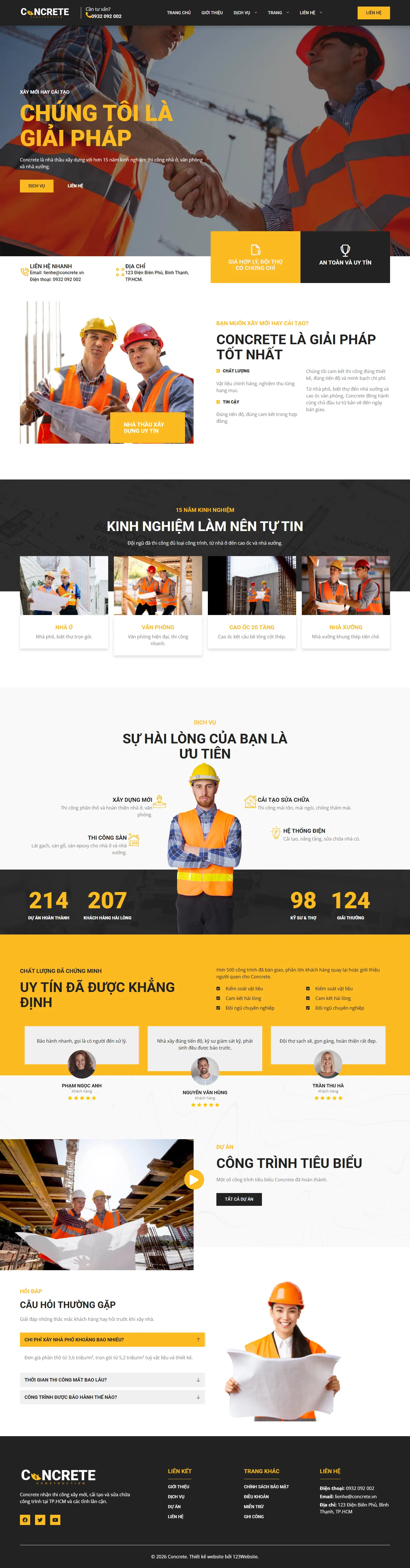 Mẫu website công ty xây dựng – Concrete