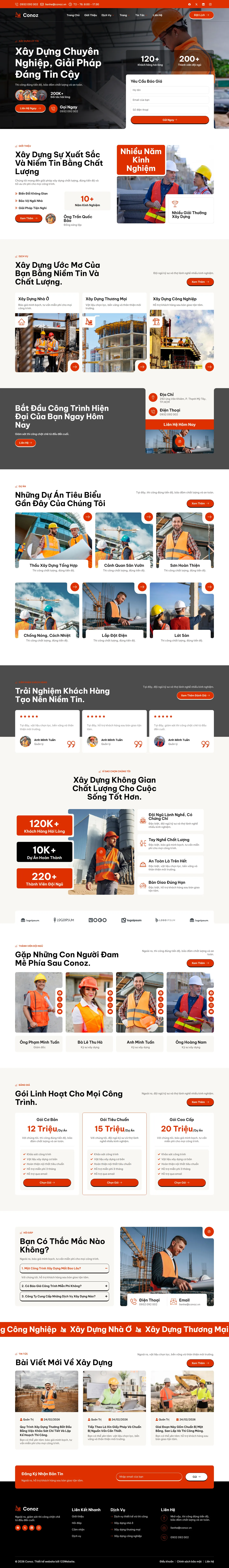 Mẫu website công ty xây dựng – Conoz