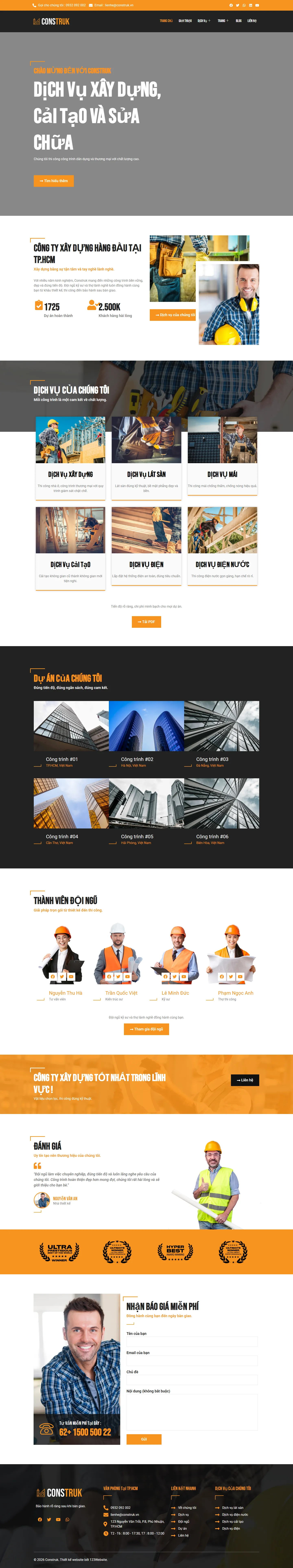 Mẫu website công ty xây dựng – Construk