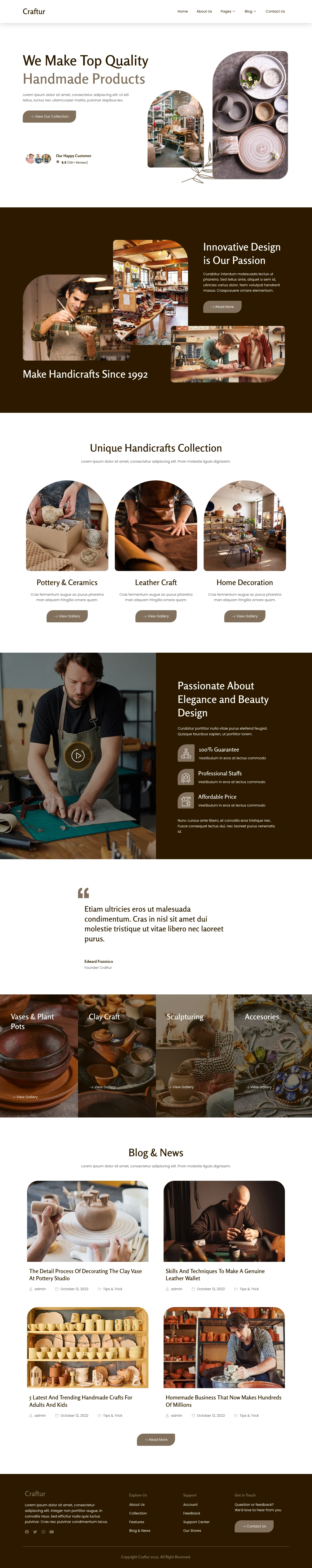 Mẫu website thủ công mỹ nghệ – Craftur