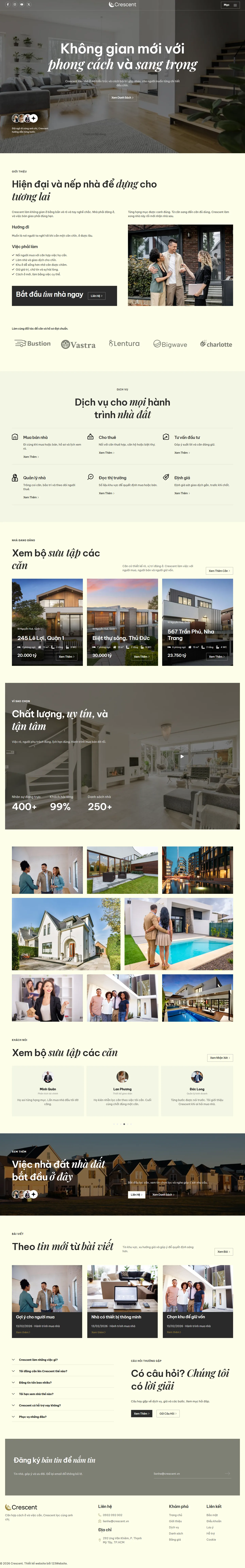 Mẫu website landing page bất động sản – Crescent