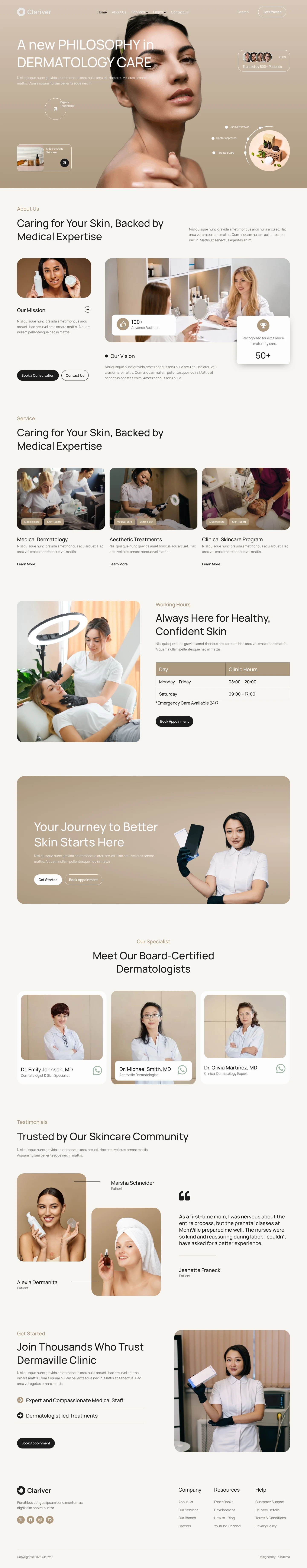 Mẫu website thẩm mỹ da liễu – Clariver