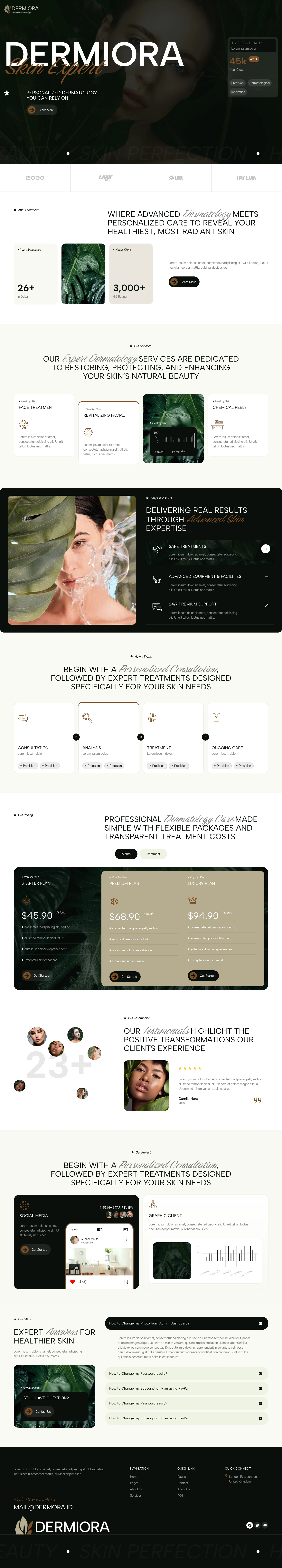 Mẫu website thẩm mỹ da liễu – Dermiora