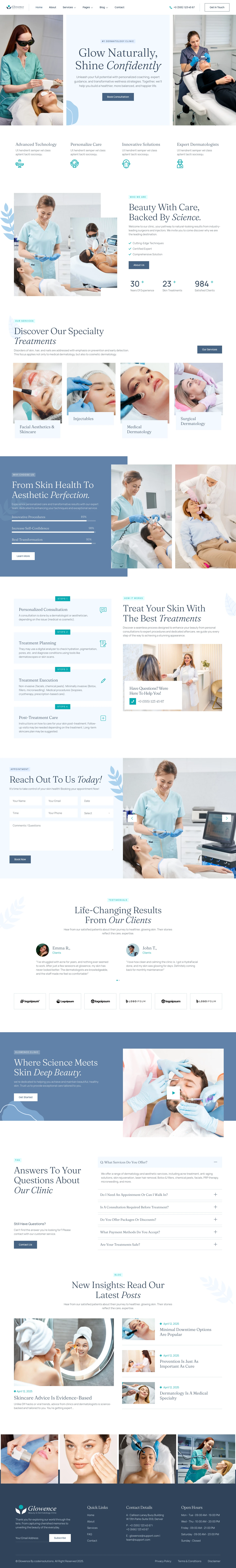 Mẫu website thẩm mỹ da liễu – Glowence