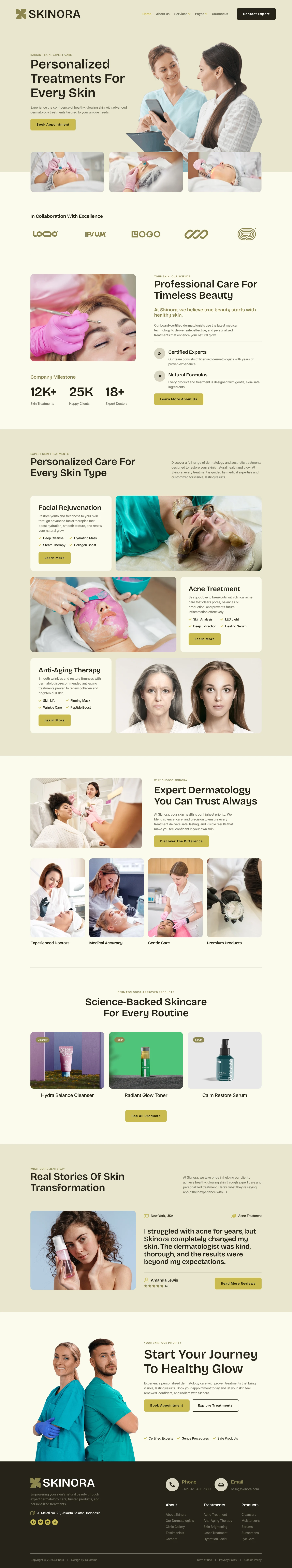 Mẫu website thẩm mỹ da liễu – Skinora
