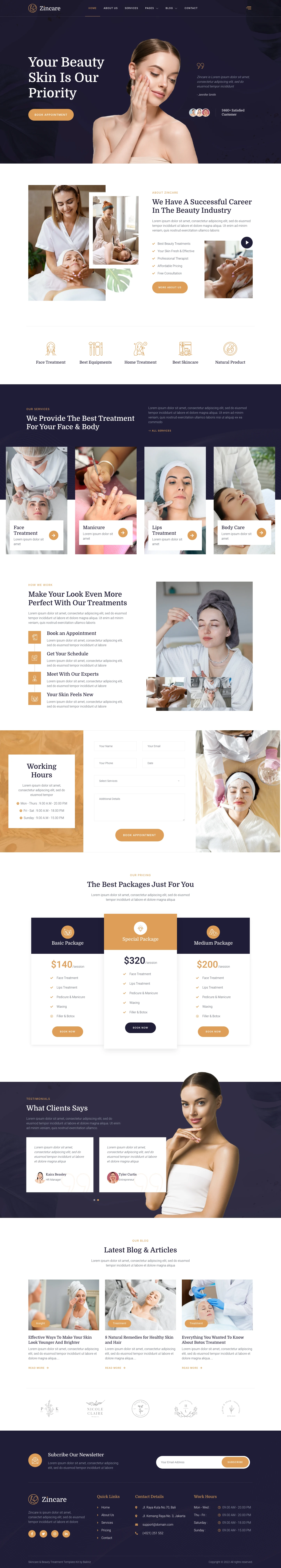 Mẫu website thẩm mỹ da liễu – Zincare
