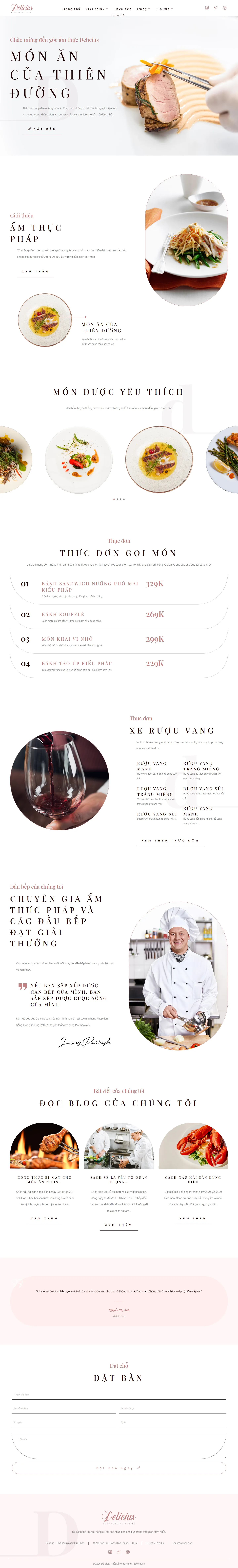 Mẫu website nhà hàng – Delicius