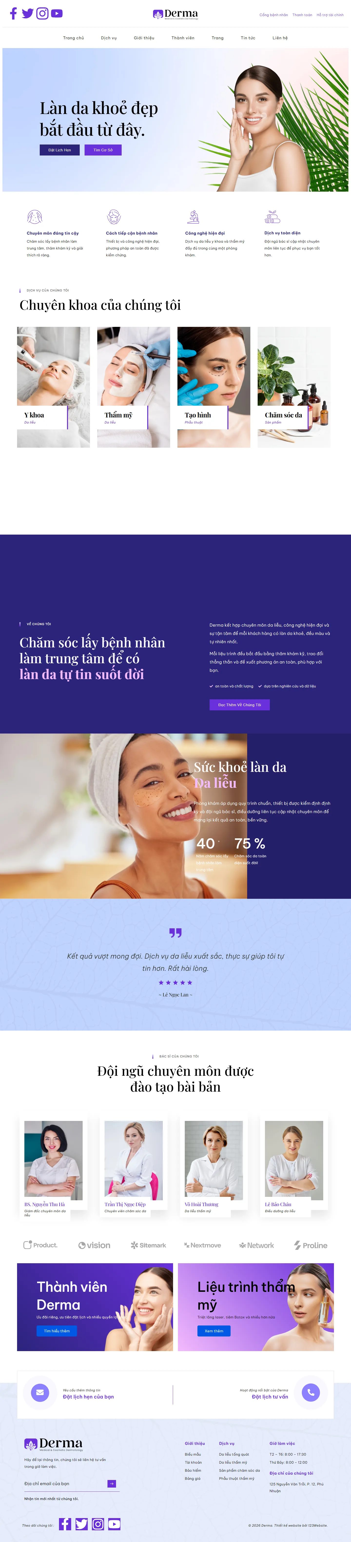 Mẫu website thẩm mỹ da liễu – Derma