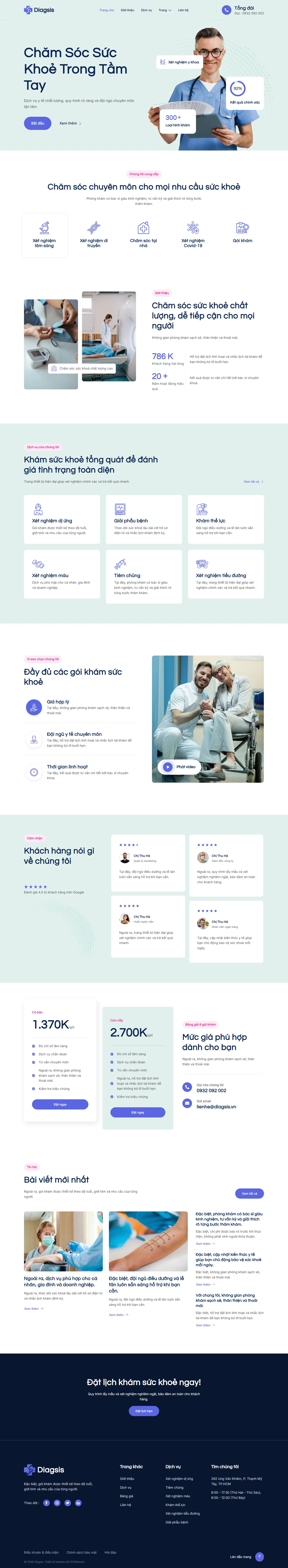 Mẫu website phòng khám đa khoa – Diagsis