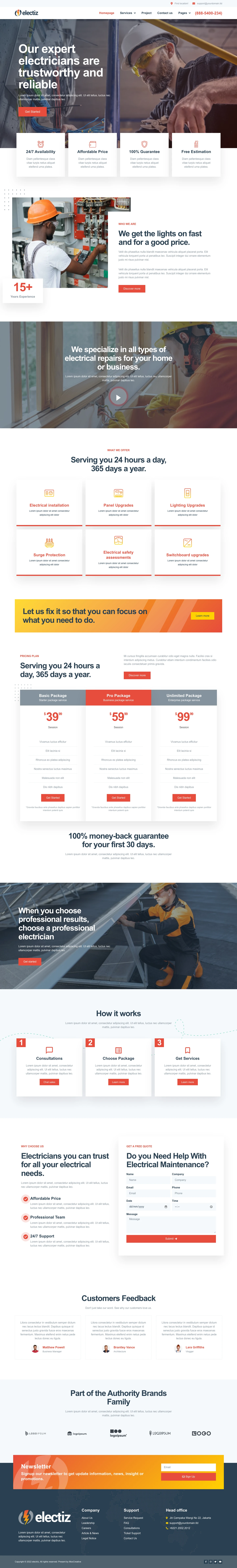 Mẫu website dịch vụ điện – cơ điện – Electriz