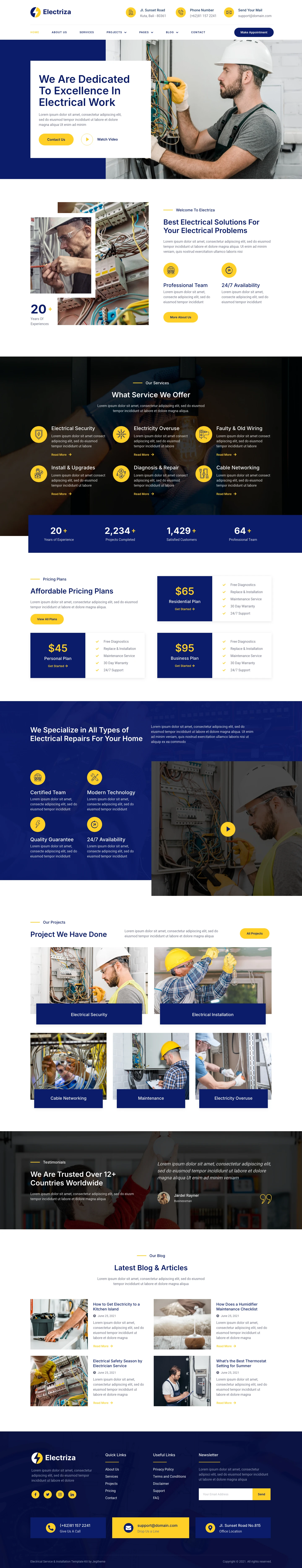 Mẫu website dịch vụ điện – cơ điện – Electriza