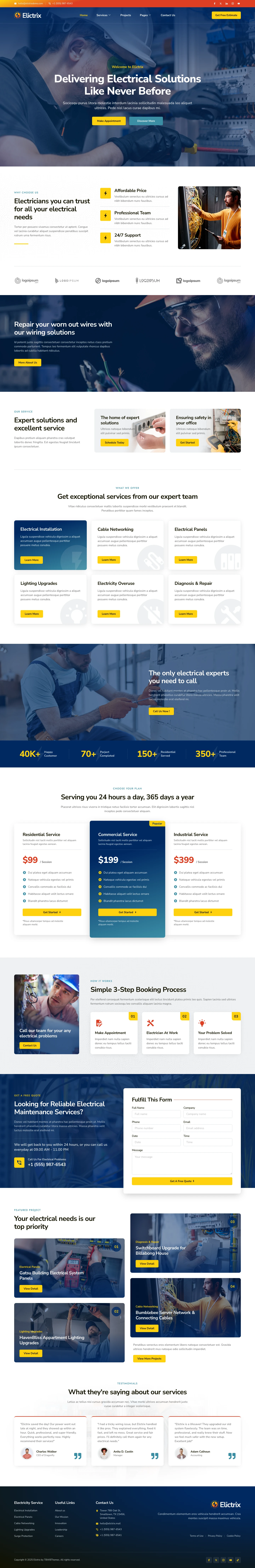 Mẫu website dịch vụ điện – cơ điện – Elictrix