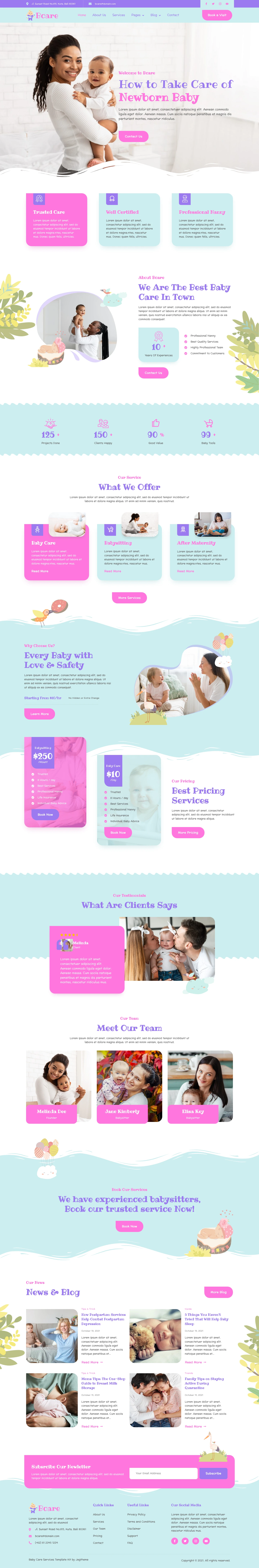 Mẫu website chăm sóc trẻ em – Bcare