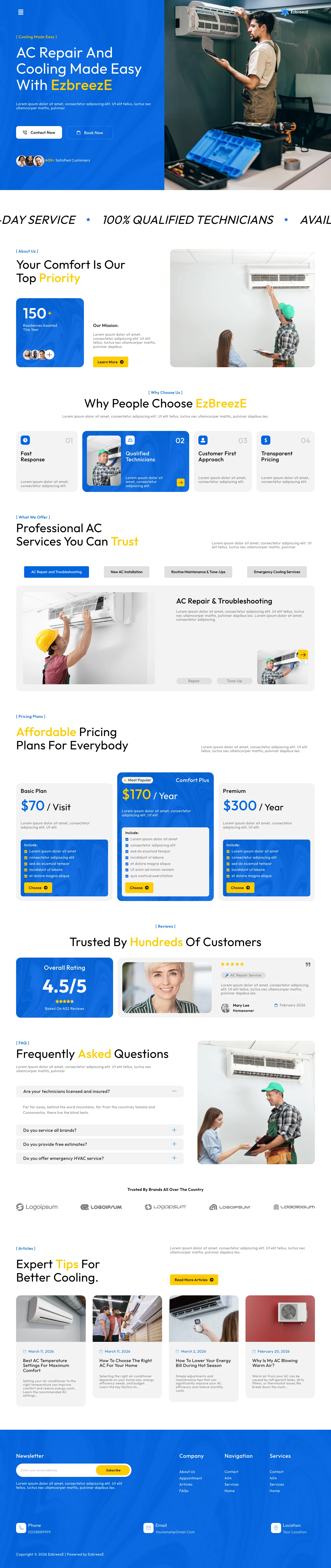 Mẫu website điện lạnh – điều hòa – EzbreezE