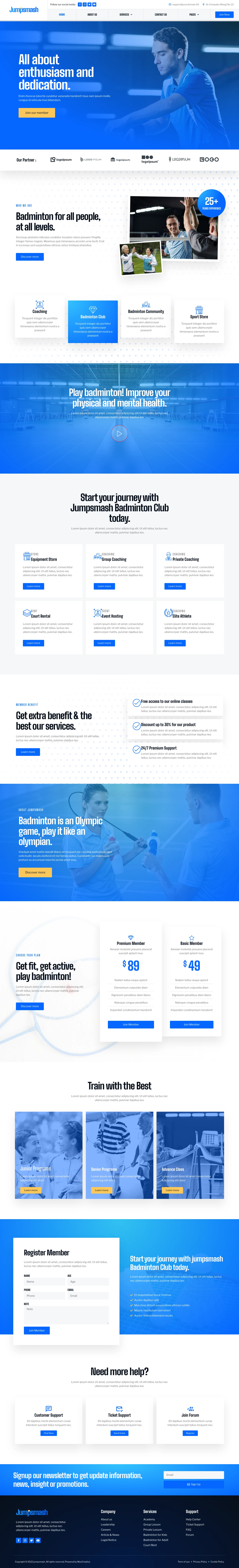 Mẫu website sân thể thao – pickleball – JumpSmash