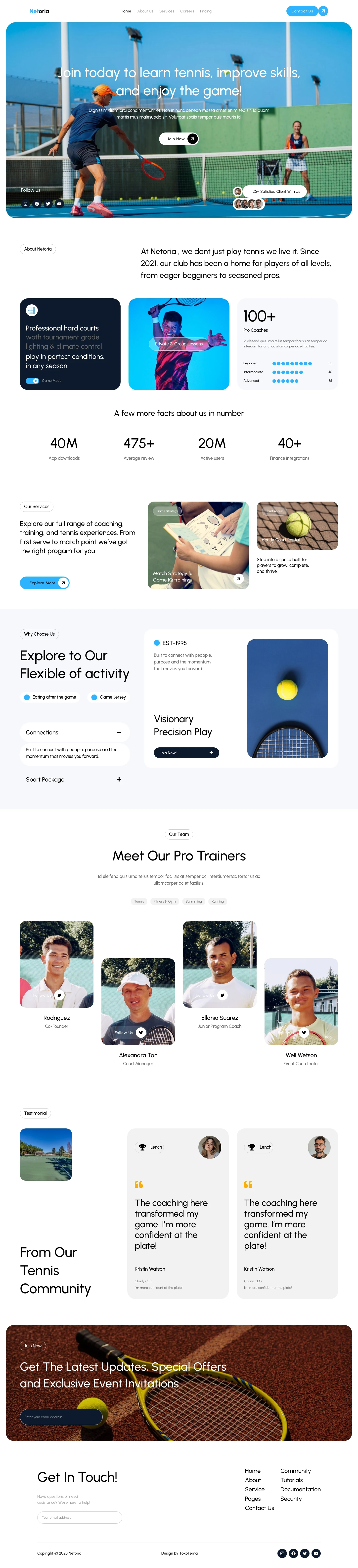 Mẫu website sân thể thao – pickleball – Netoria