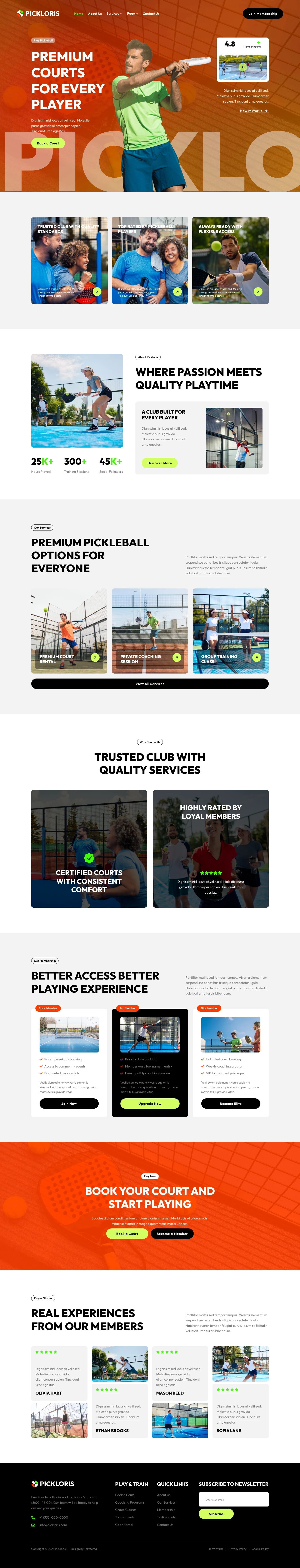 Mẫu website sân thể thao – pickleball – Pickloris