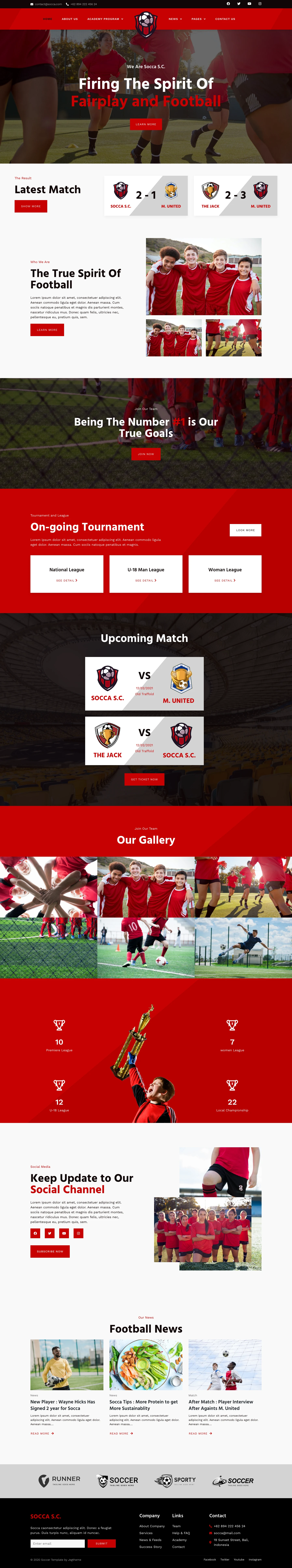 Mẫu website sân thể thao – pickleball – Socca