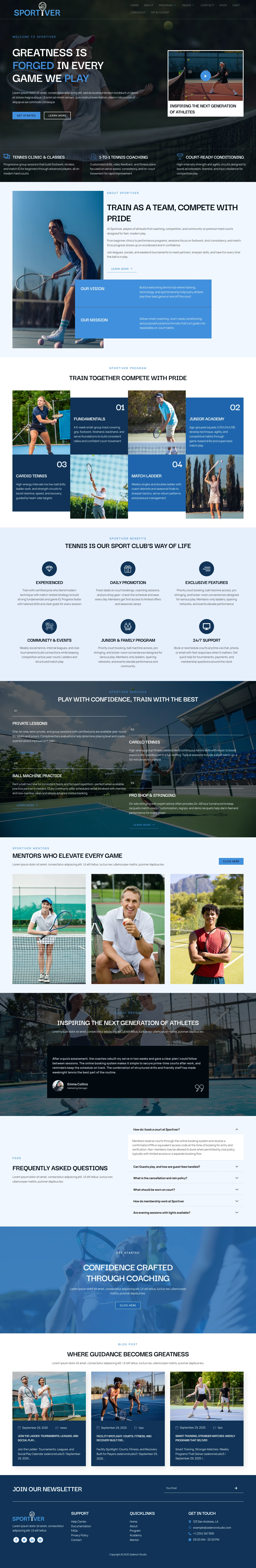 Mẫu website sân thể thao – pickleball – Sportiver
