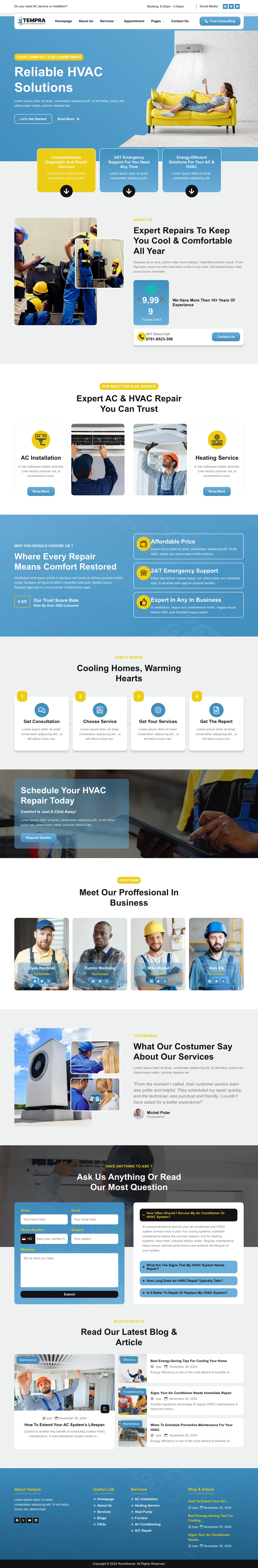 Mẫu website điện lạnh – điều hòa – Tempra