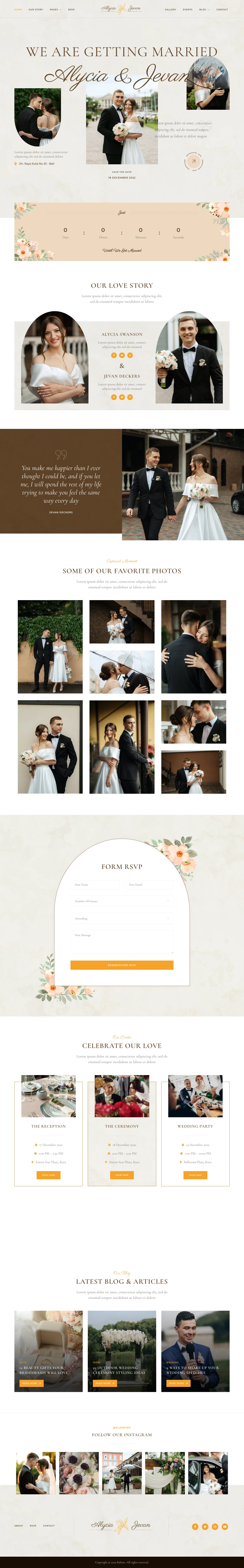 Mẫu website đồ cưới – Alycia