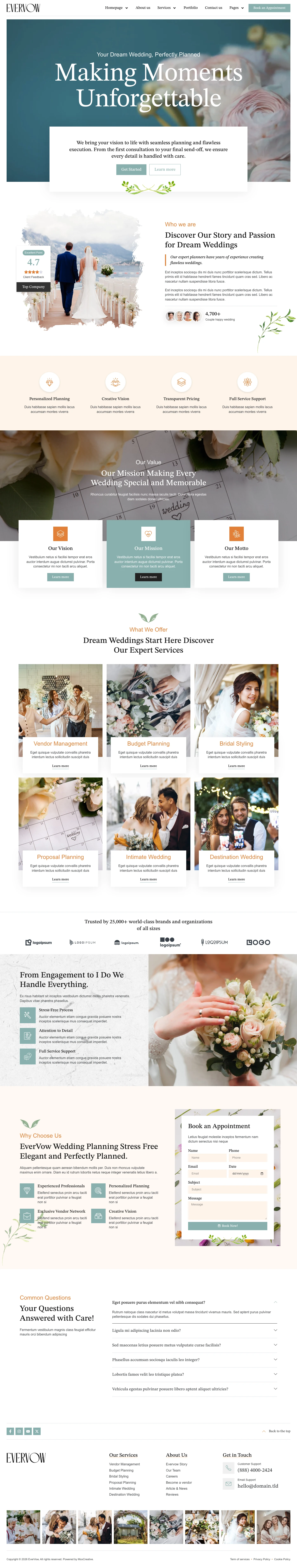 Mẫu website đồ cưới – Evervow