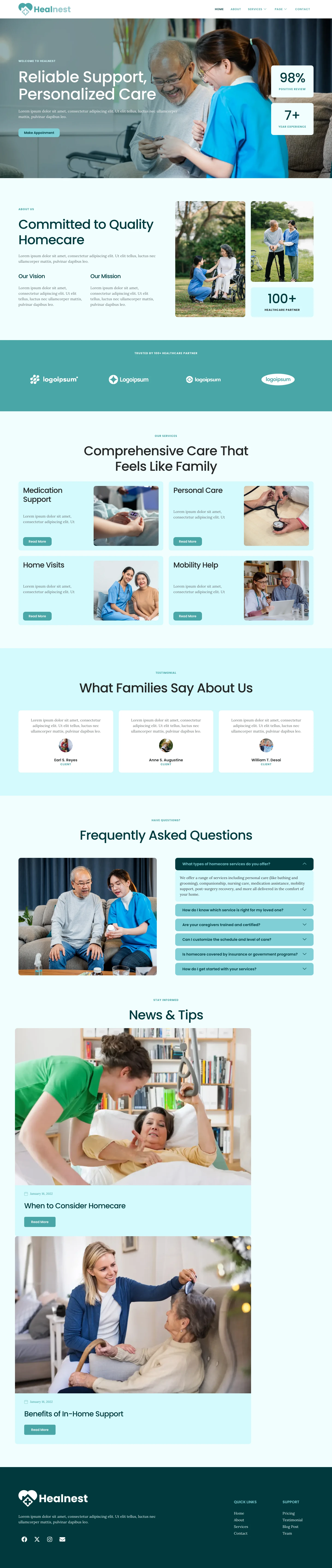 Mẫu website dưỡng lão – Healnest