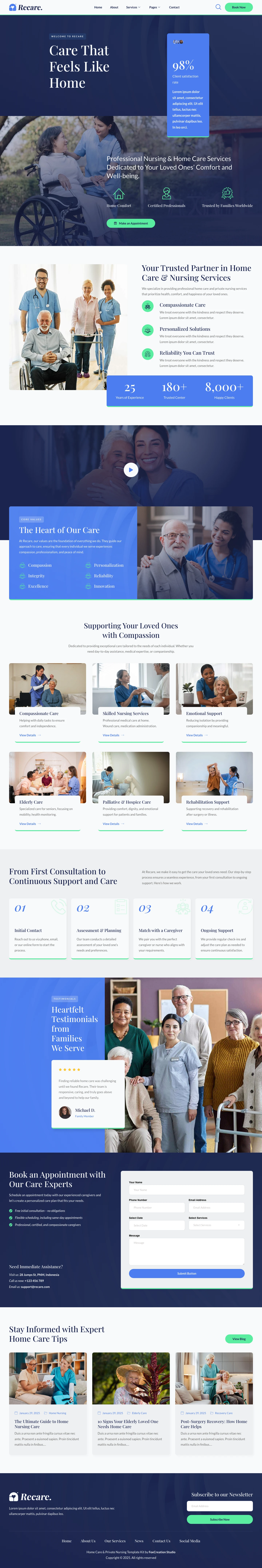 Mẫu website dưỡng lão – Recare