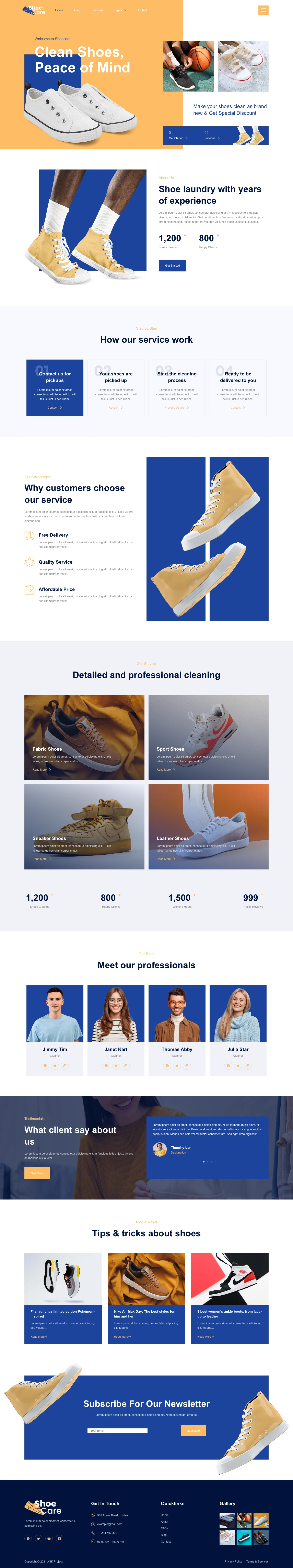 Mẫu website giặt ủi – Shoecare