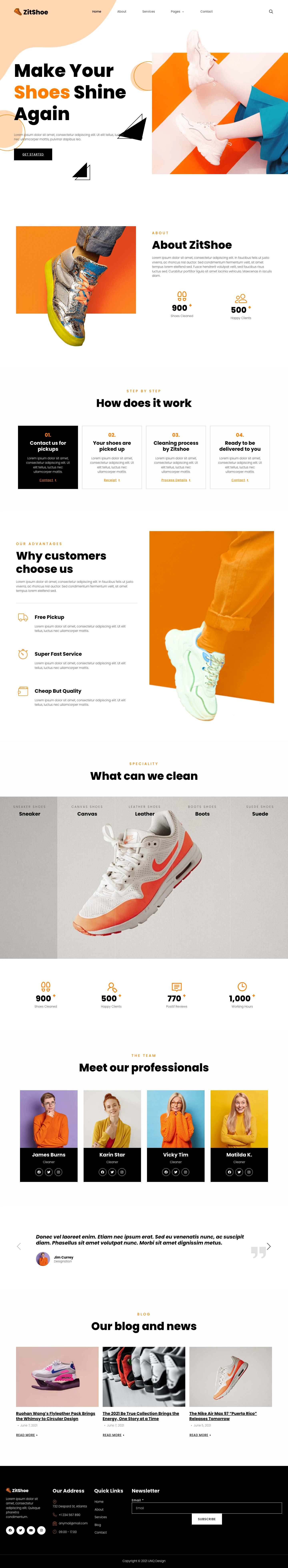 Mẫu website giặt ủi – Zitshoe