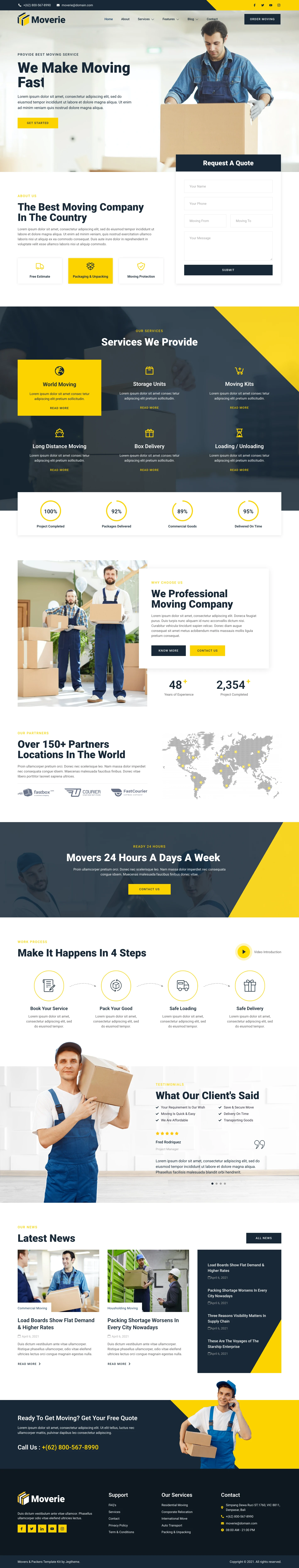 Mẫu website chuyển nhà – Moverie