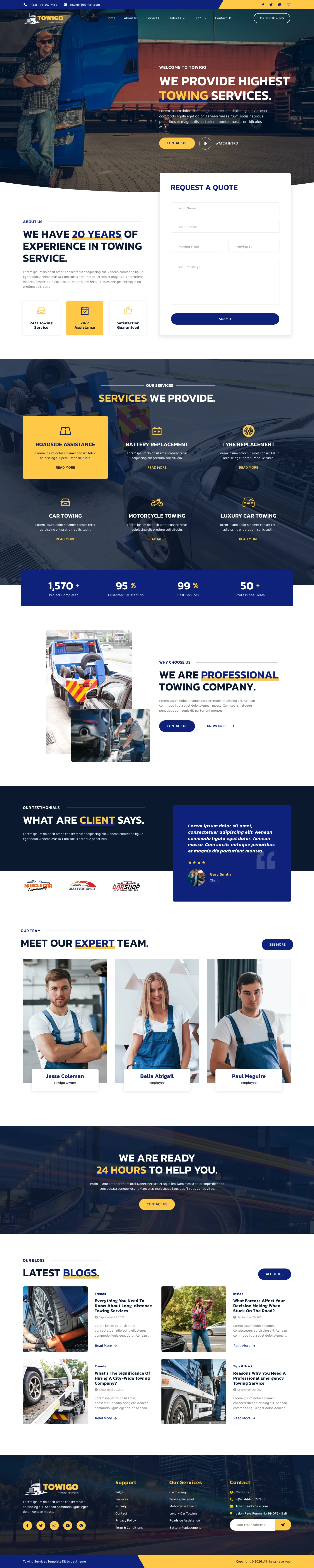 Mẫu website cứu hộ xe – Towigo