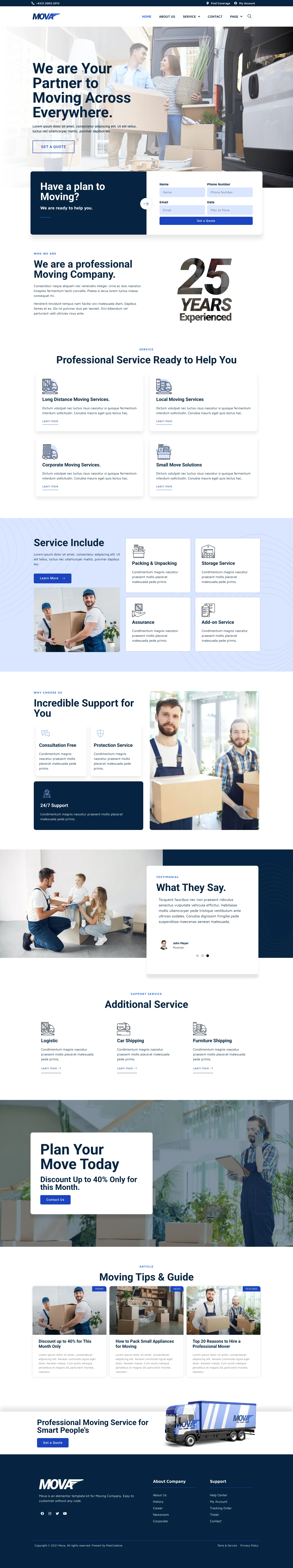 Mẫu website chuyển nhà – Mova