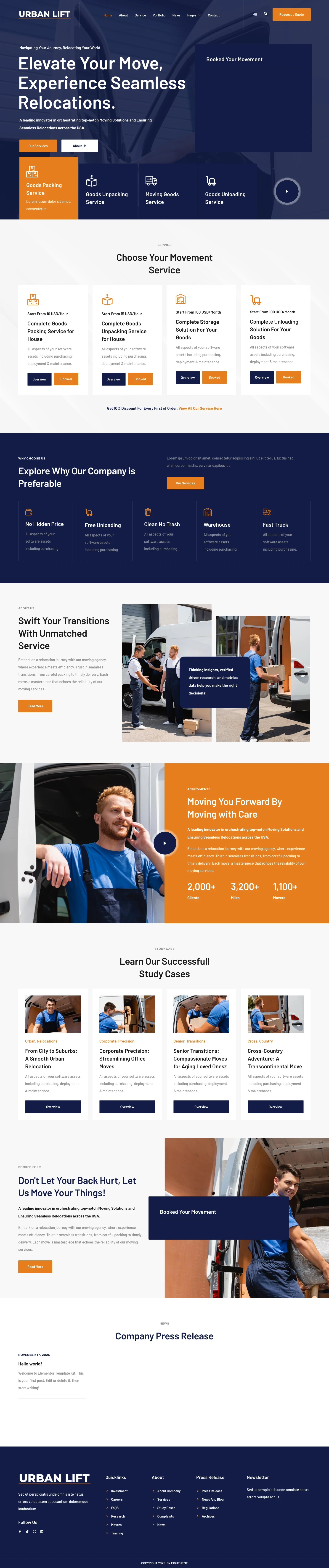 Mẫu website chuyển nhà – UrbanLift