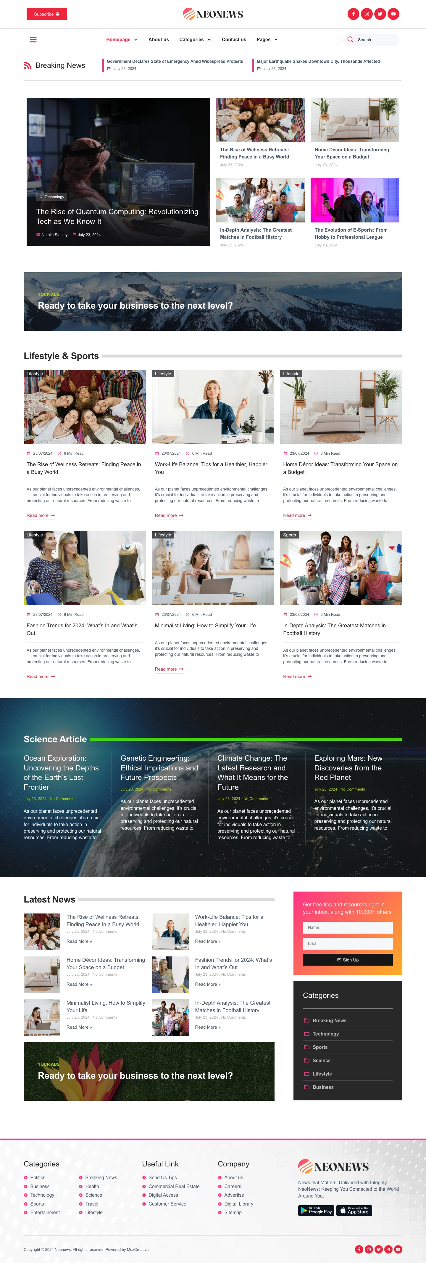 Mẫu website tin tức – NeoNews