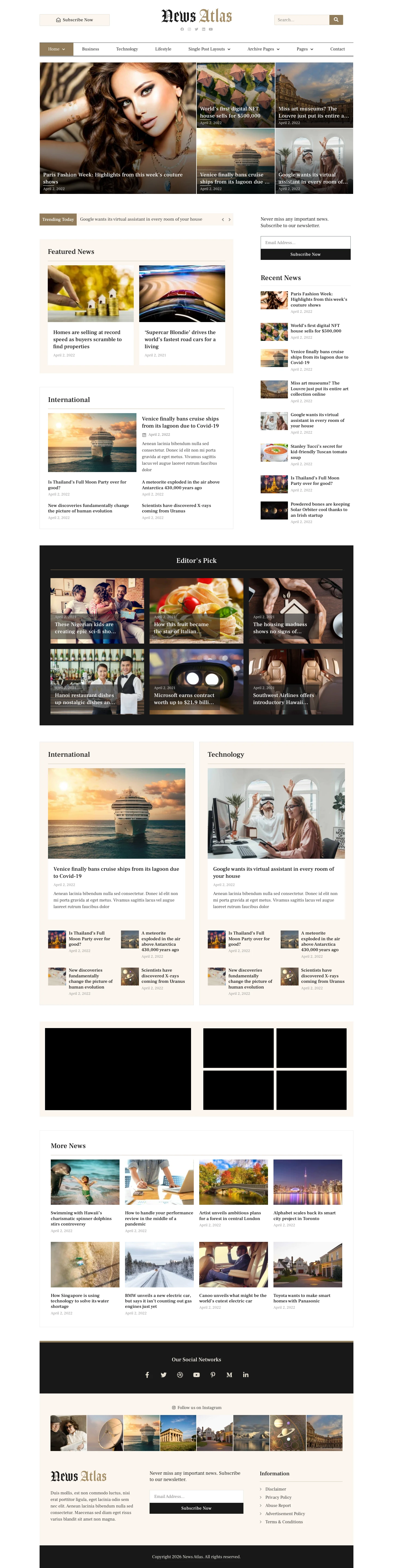 Mẫu website tin tức – NewsAtlas