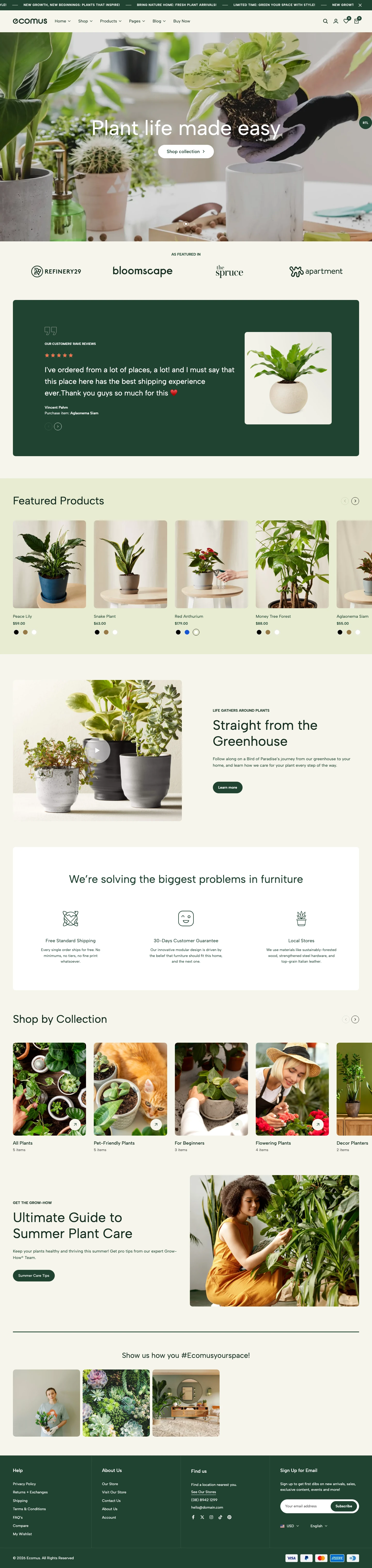 Mẫu website cây cảnh – Ecomus Plant