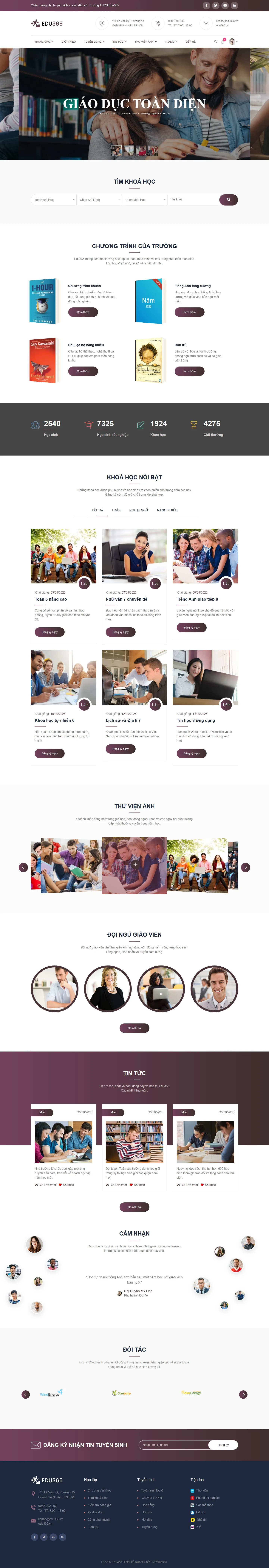 Mẫu website trường THCS – Edu365
