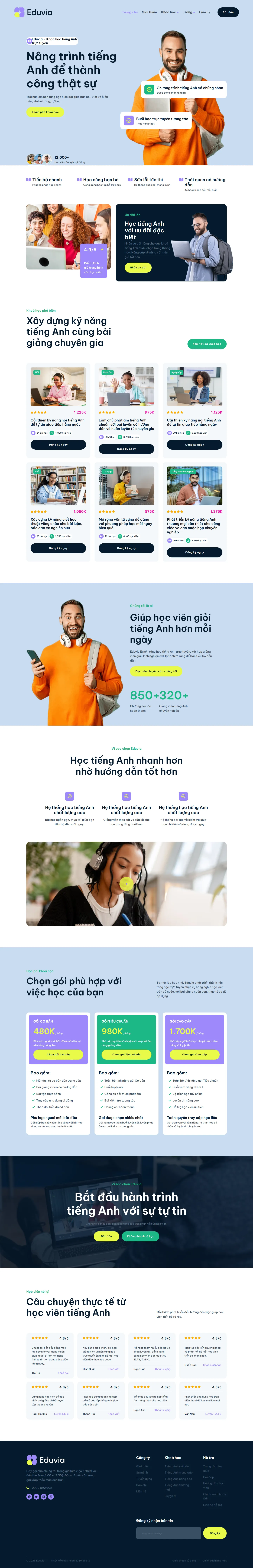Mẫu website khóa học online – Eduvia