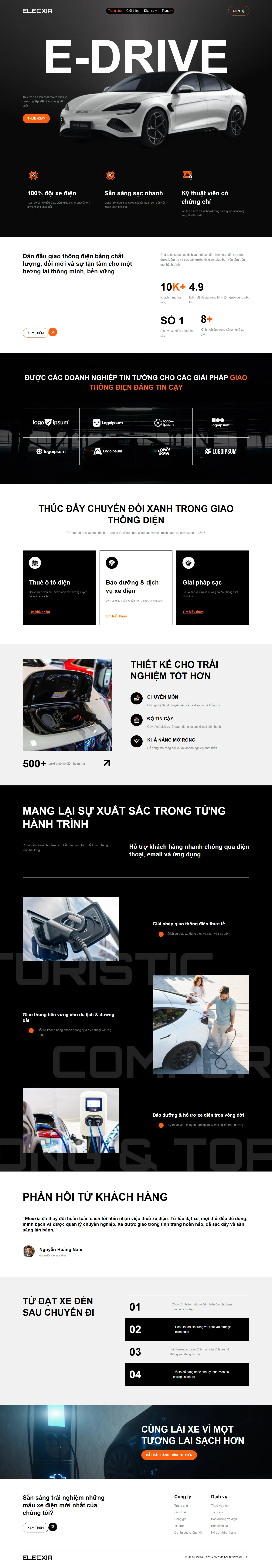 Mẫu website xe điện – trạm sạc – Elecxia