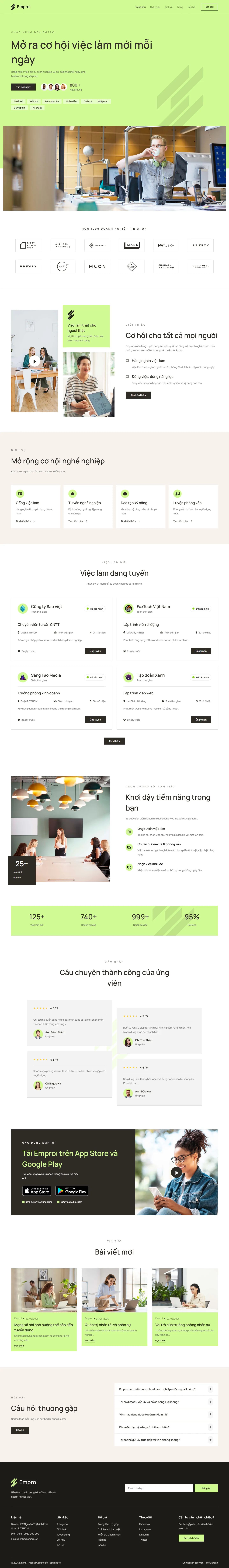 Mẫu website tuyển dụng – Emproi
