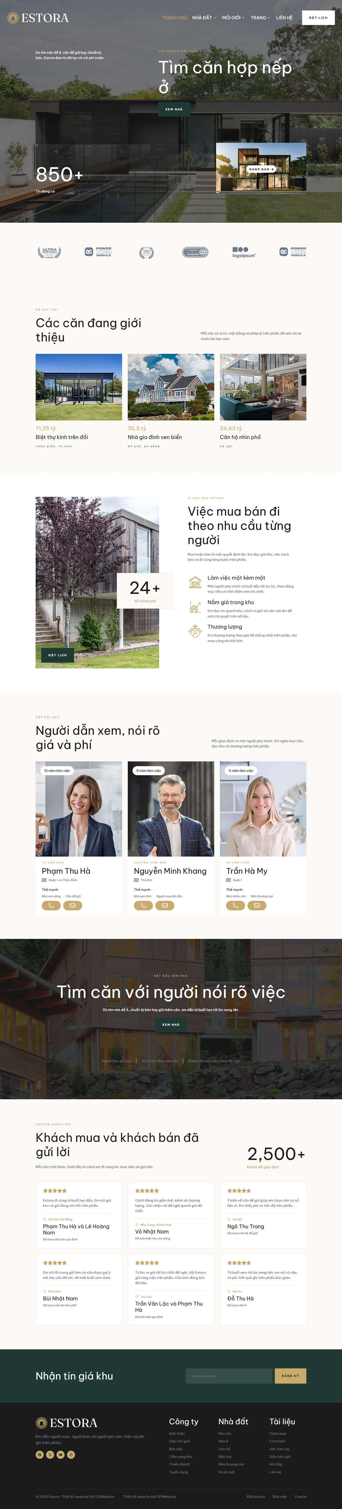 Mẫu website landing page bất động sản – Estora