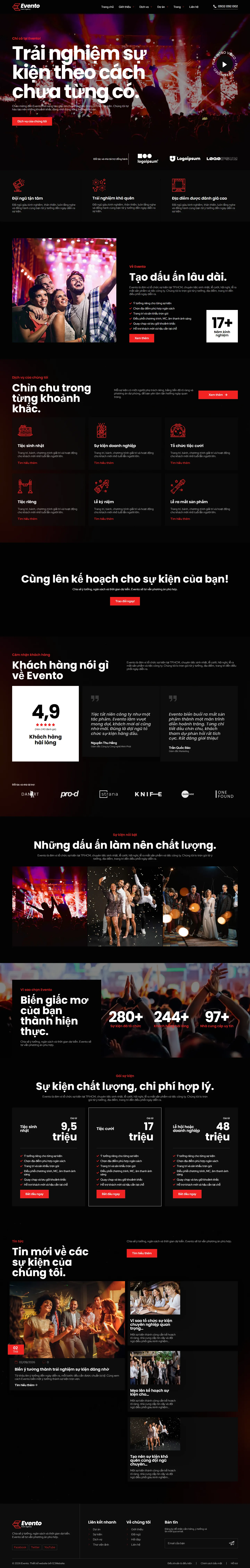Mẫu website tổ chức sự kiện – Evento